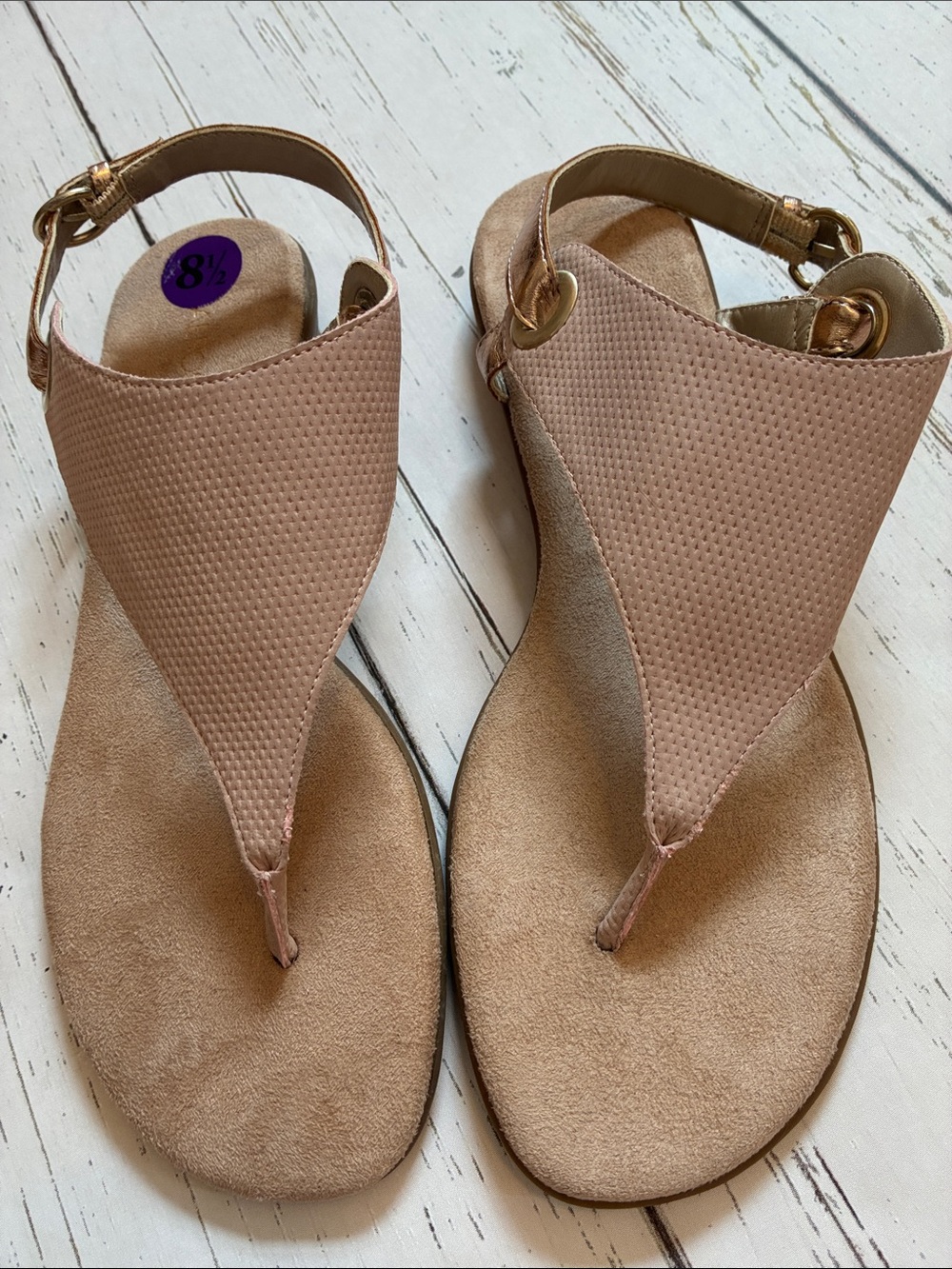 Aerosoles Blush Chlock In Thong Sandal with Rose Gold Ankle strap, sz 8.5, NWOT